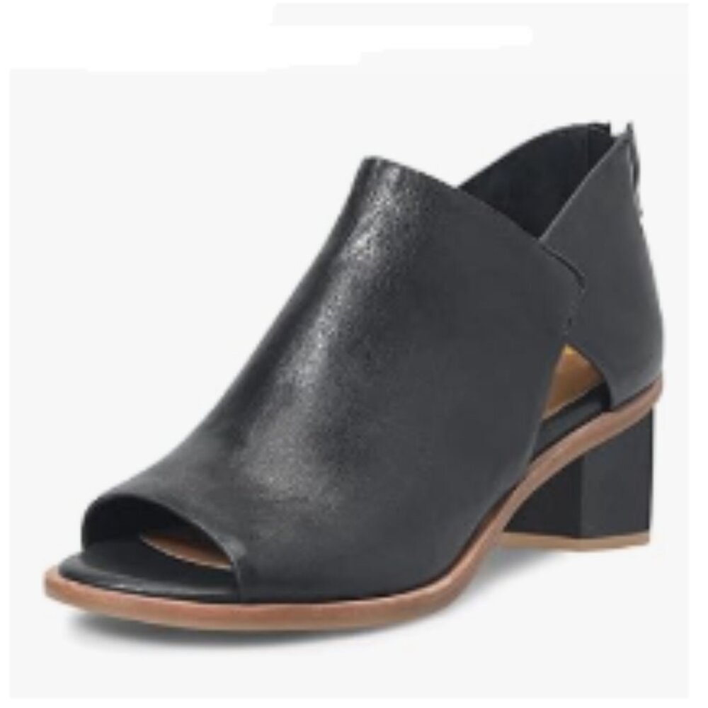 YDN Black Peep Toe Low Block Heels Back Zipper Sandal Ankle Boots Comfy Shoes